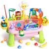 Pupu Pig Water Table Play Sink Toys for Toddlers, Kids Play Kitchen Sink with Running Water, 360 Electric Faucet, Floating Fishing Game, Sensory Water Table Toys for Boys Girls Summer Gifts - Pink view 1