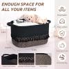 2 Pack Storage Basket for Shelves, Boho Cotton Rope Storage Bins with Heavy Tassel, Shelf Baskets Large Woven Baskets for Organizing, Cube Organizer Bins, Baby Laundry Basket for Clothes, Toys, Pets view 3
