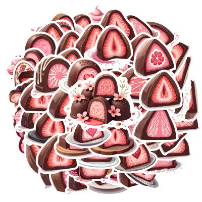 100Pcs Food Chocolate Strawberry Stickers Waterproof Chocolate Strawberry Sticker for Water Bottle Laptop Phone Cases Planner Luggage Party Favor Decor Ideal for Adults Teens Teacher Rewards C418C1G
