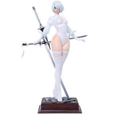 2Byorha Figure 2B Statue Anime Girl 2B Figurine Game Lady 2Bautomata Action Figure No.2 Type B Figurine Sculpture Model Collectible Desktop Decoration Gifts 11in