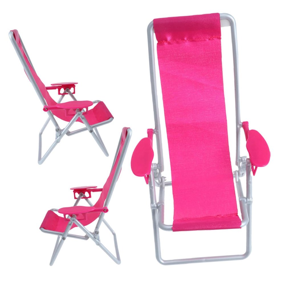 3Pcs Miniature Beach Chair Set Foldable Dollhouse Chairs for Decoration for Dolls House and Beach Play