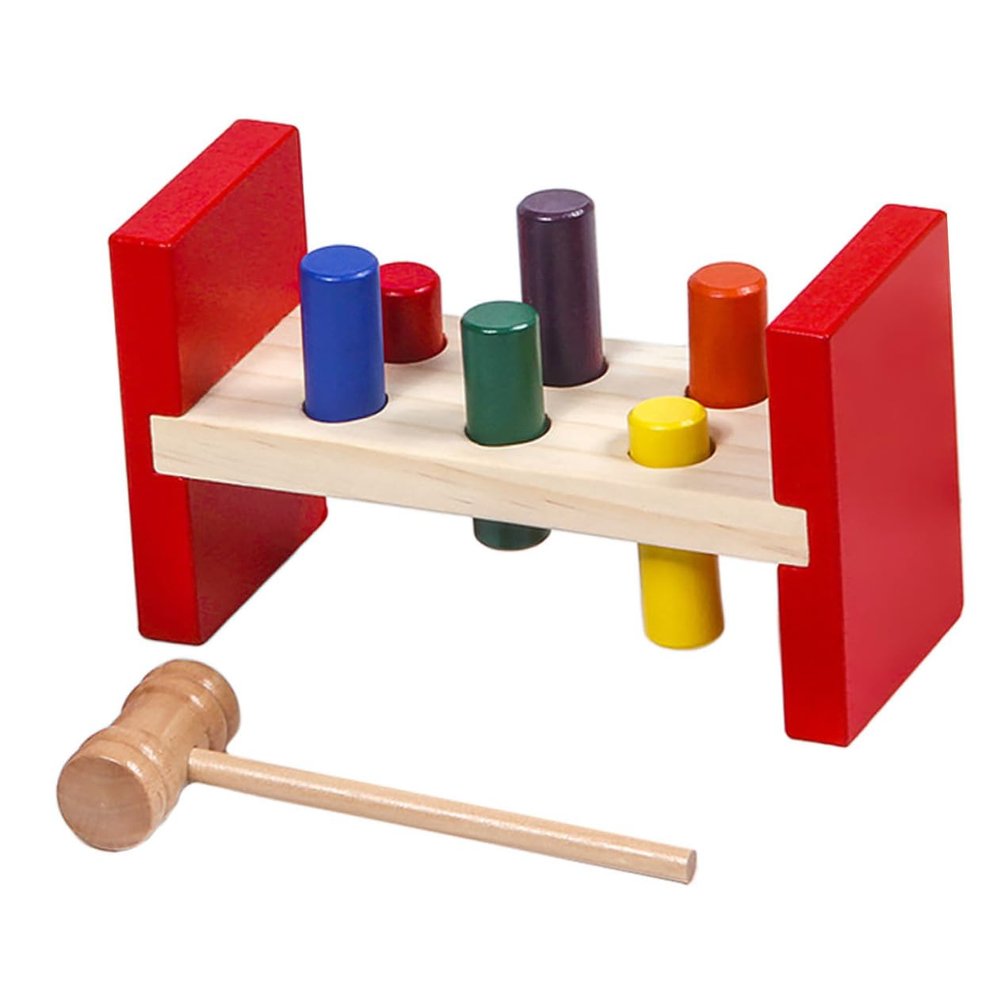 Hohopeti 1 Set Wooden Hammer for Early Educational Tapping Bench Enhances Hand Eye Coordination and Safe Design for Play for Motor Skill Development