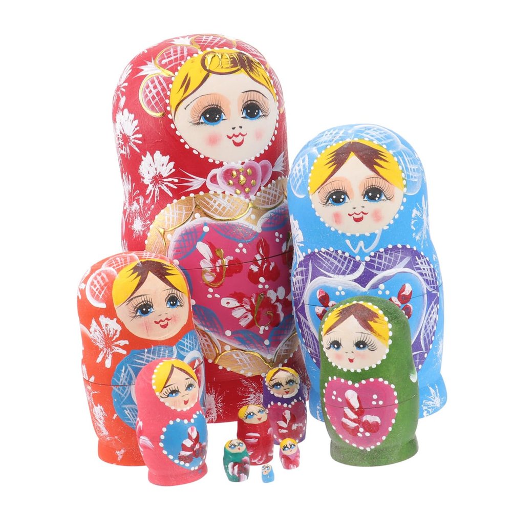 Kisangel 1 Sets Nesting Dolls Decor Layers Wooden Matryoshka for Home Craft Decoration Adorable Plaything with Delicate Design for Collectors