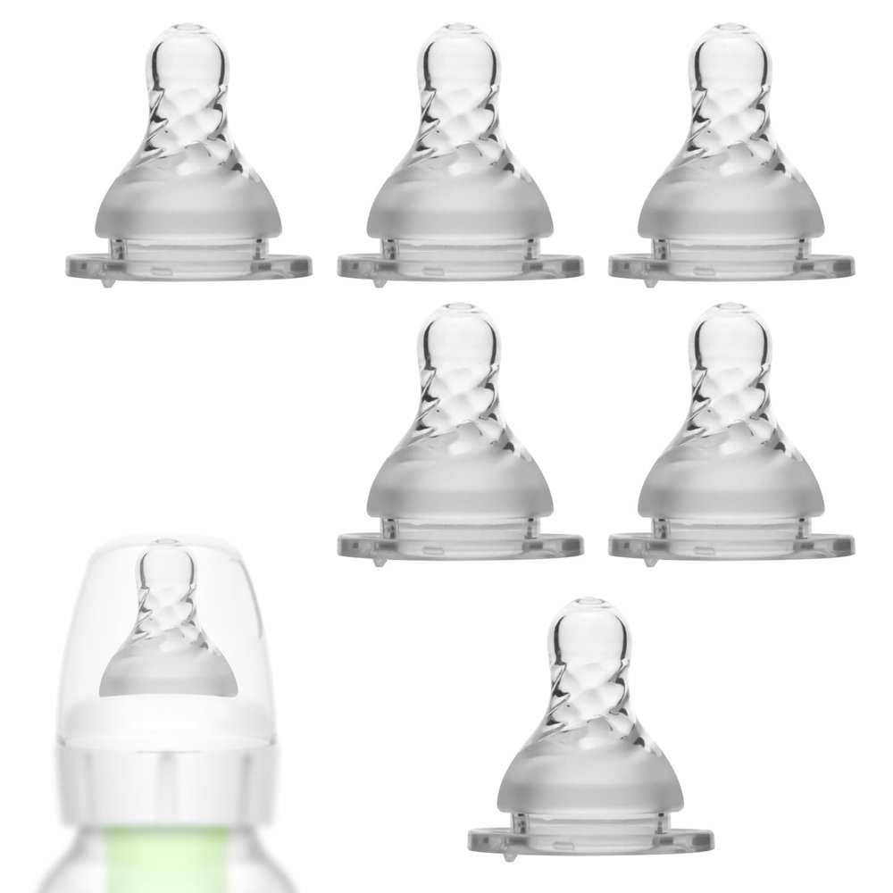 6pcs Silicone Level 1 Nipple for Dr. Browns Bottles, 1.5 Inch Preemie Slow Flow Narrow Transitional Size 1 Nipple Sippy Straw Spout Replacement Accessories Compatible with Dr. Browns Bottle
