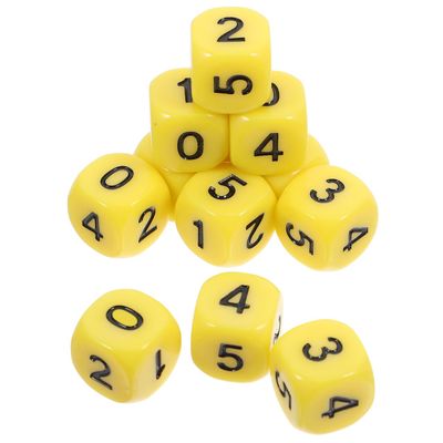 Angoily LRC Dice Game, Math Dice Games, Digital with Numbers Set, 12 Yellow 0-5 Number for Math Learning and Board Gaming Smooth Acrylic 0.62 Inch
