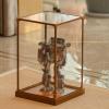 Xyrona Clear Figure Acrylic Display Case, 6" 10" 12" 14" 16" 18" 20" Tall Show Box, Vintage Display Cabinet with Woodgrain Base & Aluminium Frame(L35xW35xH50cm/14x14x20) view 1