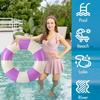 4PCS Floats for Adults Rings Striped Pool Float Large Swim Ring for Adults,30 Inch Classic Striped Teens Adult Inner Tubes Summer Beach Bachelorette Party (Purple Striped) view 4
