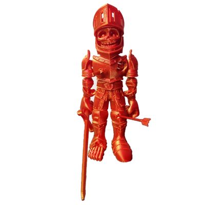 3D Printed Skeleton Knight with face shield, Articulated Skeleton Knight, Fidget Toy, Rainbow, Handmade Home Decoration, Desk Decor (Red Gold)