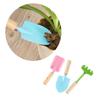 KESYOO 2 Sets Mini Metal Garden Tools for Safe Gardening Trowel Rake Shovel with Sturdy Wooden Handles Tools for Childrens Learning Random Color view 2