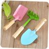 KESYOO 2 Sets Mini Metal Garden Tools for Safe Gardening Trowel Rake Shovel with Sturdy Wooden Handles Tools for Childrens Learning Random Color view 4