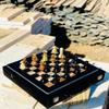 12-Inch Marble Chess Set with Hand-Carved Pieces  Includes Black Faux Leather Storage Gift Box (Black MultiGreen) view 2