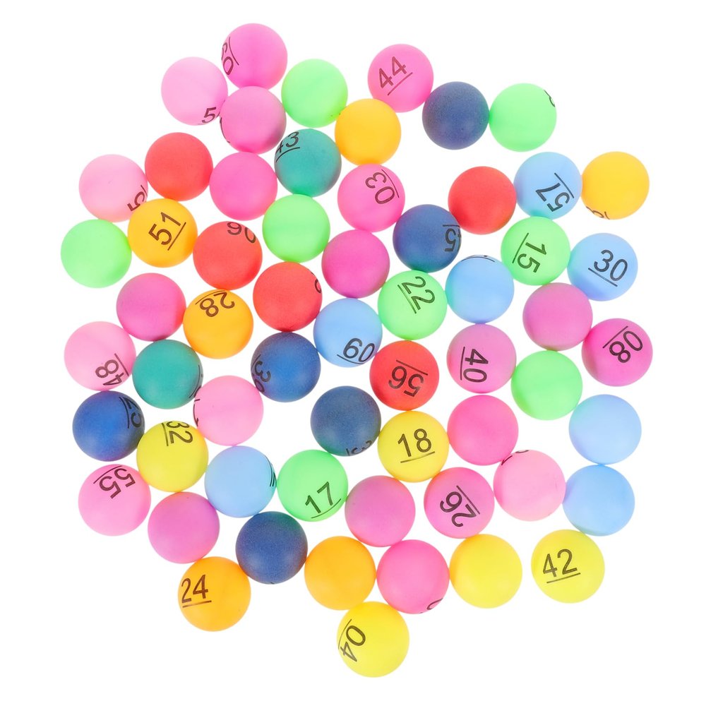 LIOOBO 60pcs Lottery Balls Seamless Plastic Number Balls for Entertainment Events