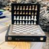 12-Inch Marble Chess Set with Hand-Carved Pieces  Includes Black Faux Leather Storage Gift Box (Grey White) view 1
