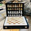 12-Inch Marble Chess Set with Hand-Carved Pieces  Includes Black Faux Leather Storage Gift Box (White Brown) view 1