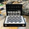 12-Inch Marble Chess Set with Hand-Carved Pieces  Includes Black Faux Leather Storage Gift Box (White Black) view 1