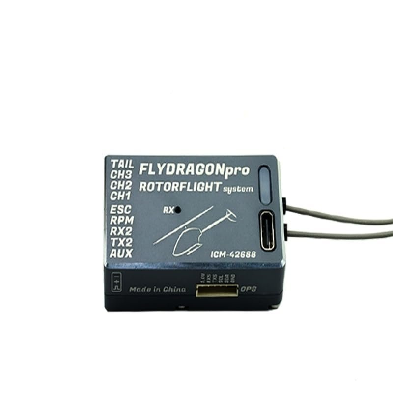 FlyDragonPRO-RotorFlight Flybarless System with Built-in ELRS Receiver for RC Helicopter 250-700 Size - Remote Control Helicopter Electronics/SteamRC Flybarless System (Grey (FD005-2))