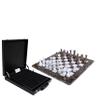 15-Inch Handcrafted Marble Chess Set with Black Faux Leather Gift Box  Premium Stone Chess Board & Pieces (Grey White) view 4