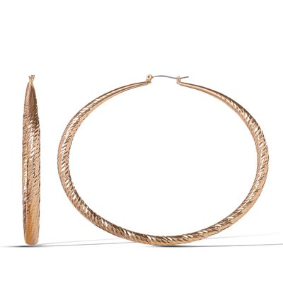Jessica Simpson Large Yellow Gold Hoop Earrings for Women Textured Lightweight Statement Hoops Classic Thin Round Earrings