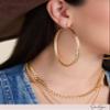 Jessica Simpson Large Yellow Gold Hoop Earrings for Women  Textured Lightweight Statement Hoops  Classic Thin Round Earrings view 3