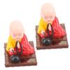 ABOOFAN 2pcs Solar Shaking Monk Car Ornaments Figurine Car Dashboard Decor Buddha Flip Statue Decor view 1