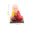 ABOOFAN 2pcs Solar Shaking Monk Car Ornaments Figurine Car Dashboard Decor Buddha Flip Statue Decor view 3