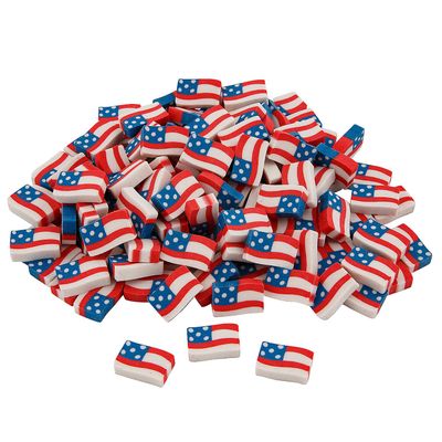 3/4" x 1/2" Bulk 144 Pieces Mini Patriotic USA Flag Rubber Erasers