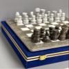 15-Inch Handcrafted Marble Chess Set with Blue Velvet Gift Box  Stone Chessboard & Carved Pieces (Grey White) view 2
