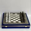 15-Inch Handcrafted Marble Chess Set with Blue Velvet Gift Box  Stone Chessboard & Carved Pieces (Grey White) view 4