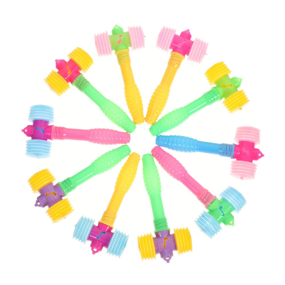 KOMBIUDA 10pcs Hammers Boys and Girls Plastic Squeaky Mallet Toys Hand-eye Coordination Hammer Toys Bulk