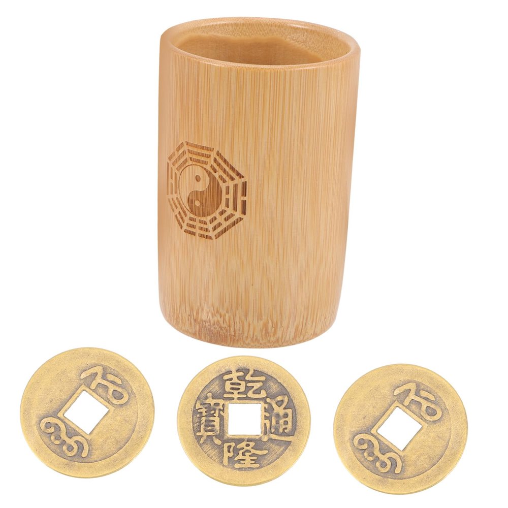 GARIOUANS 1 Set Divination Game with Copper Coins Traditional Chinese Fortune Bucket Tools for Home Temple and Gatherings and Safe Material for Festivities