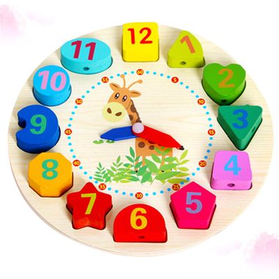 Hemoton Wooden Beads Clock Educational Wooden Clock for Learning Numbers and Colors Safe and Plaything for Boys and Present for Early Development