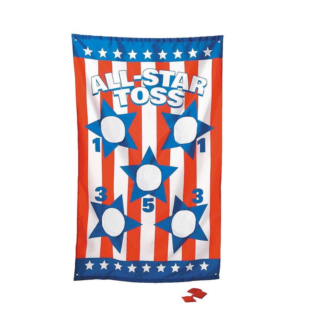 Fun Express 35" x 55" Patriotic Stars & Stripes Bean Bag Toss Game Set - 5 Pieces