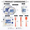 Exquisite 350 Pcs Blue Happy Birthday Plates and Napkins Set, Blue Birthday Plates Set, 50 Of Each 9" Dinner Plate, 7" Dessert Plate, 12 oz Cups, Napkins & Cutlery Plastic Dinnerware Set Set view 3