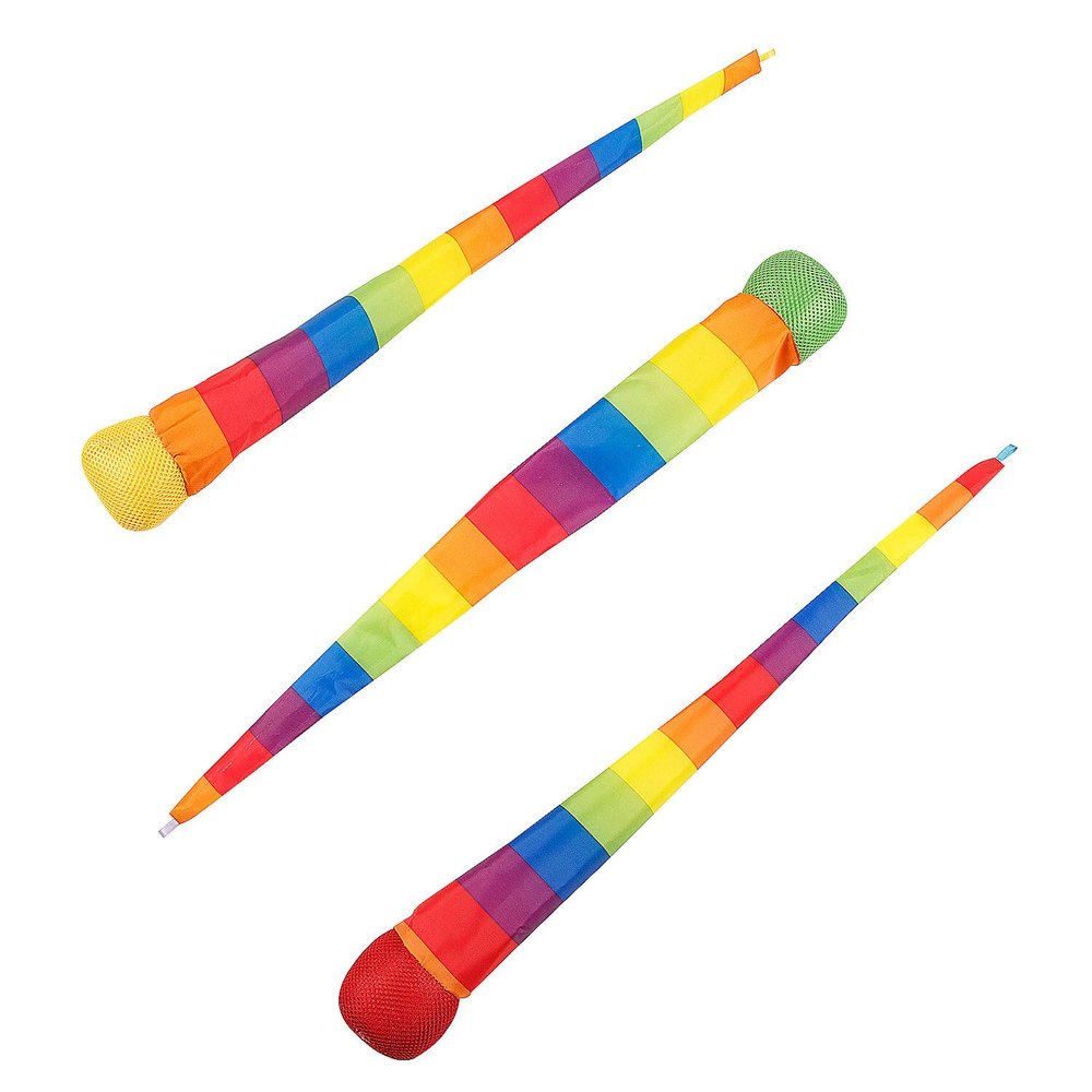 Fun Express 3" Foam Catch Balls with Bright Rainbow Tails - 6 Pc.
