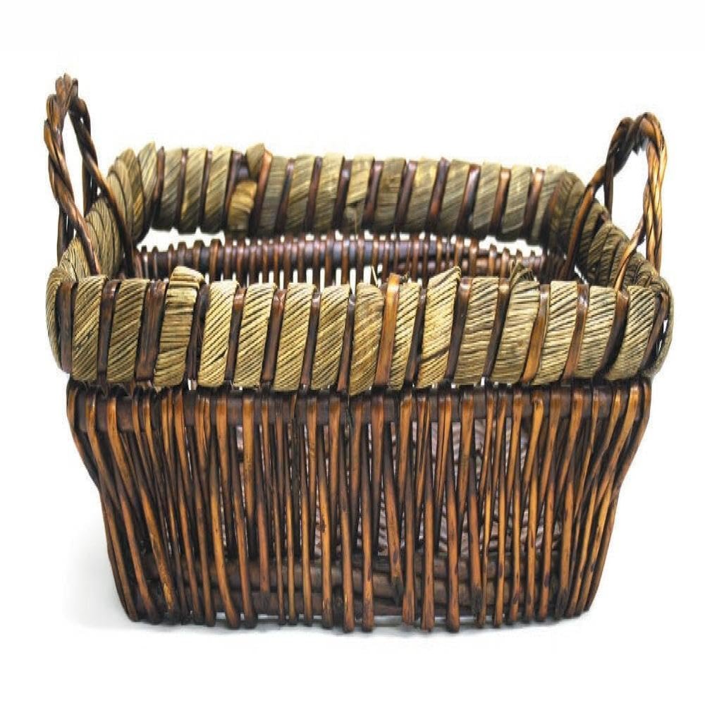 AI-5269-80-Q06 Swiss Willow with 2 Ear Handles Basket Brown - Set of 6
