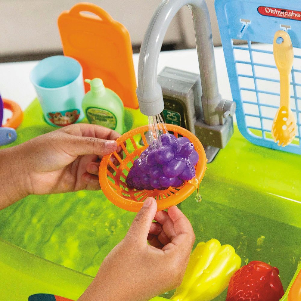 Fun Express 15 1/4" x 10 1/2" Plastic Sink Dish Washer Play Set - 20 Pieces