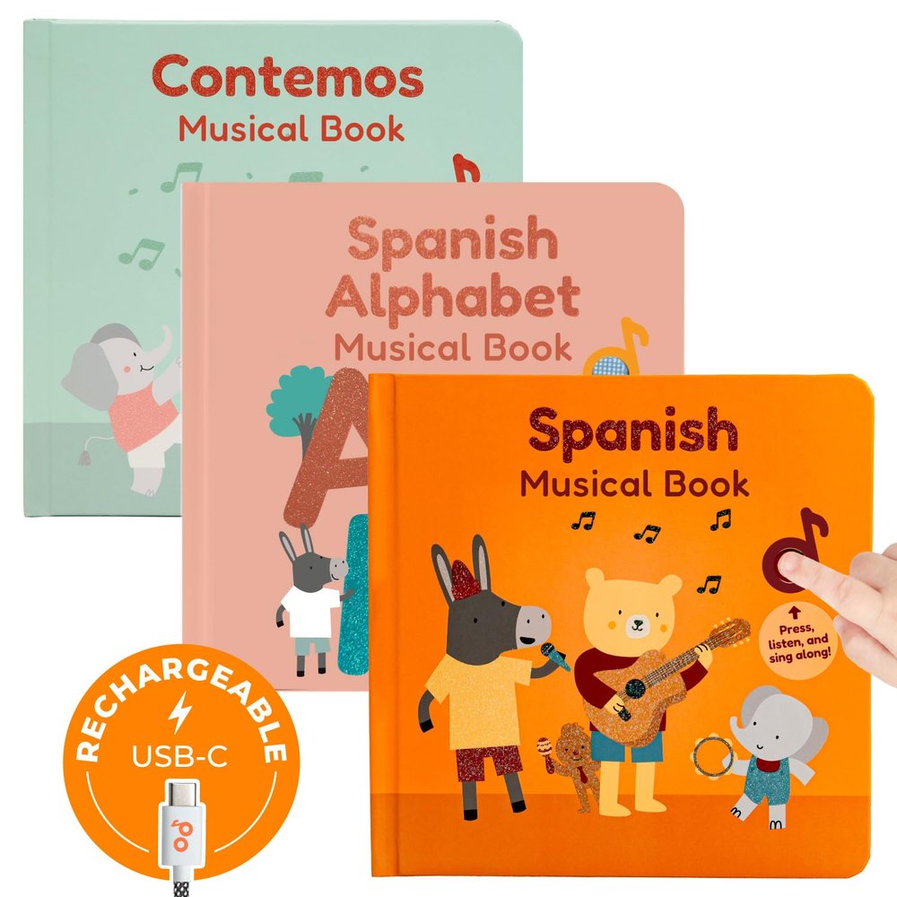 Cali's Books Spanish Sound Book Bundle for Toddlers - Learning Spanish Alphabet, Educational Toys for 1 Year Old, Toddler Books, Espanol