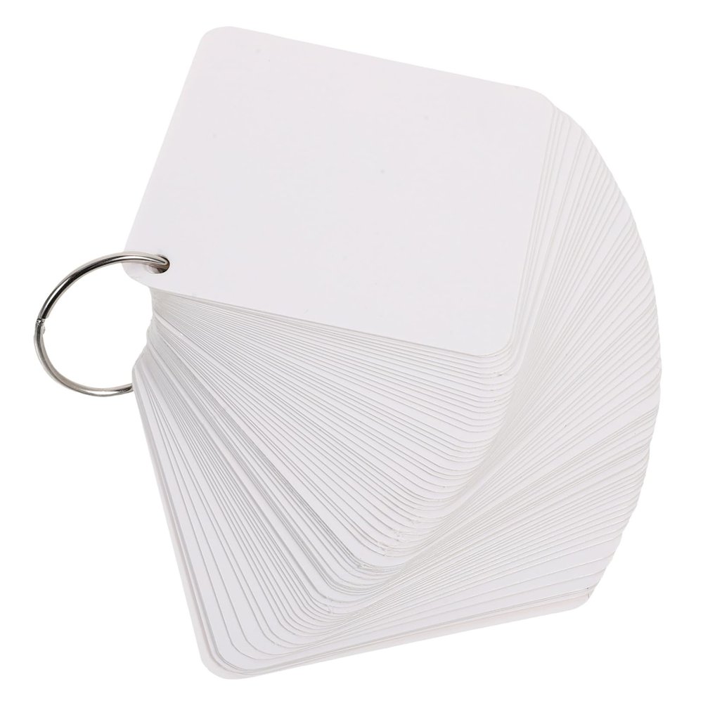 Angoily 1Set Blank Flash Cards Pre Punched Notecards with Binder Rings Multipurpose Memo Cards for Studying DIY Projects and Game Playing Compact for Easy Carrying