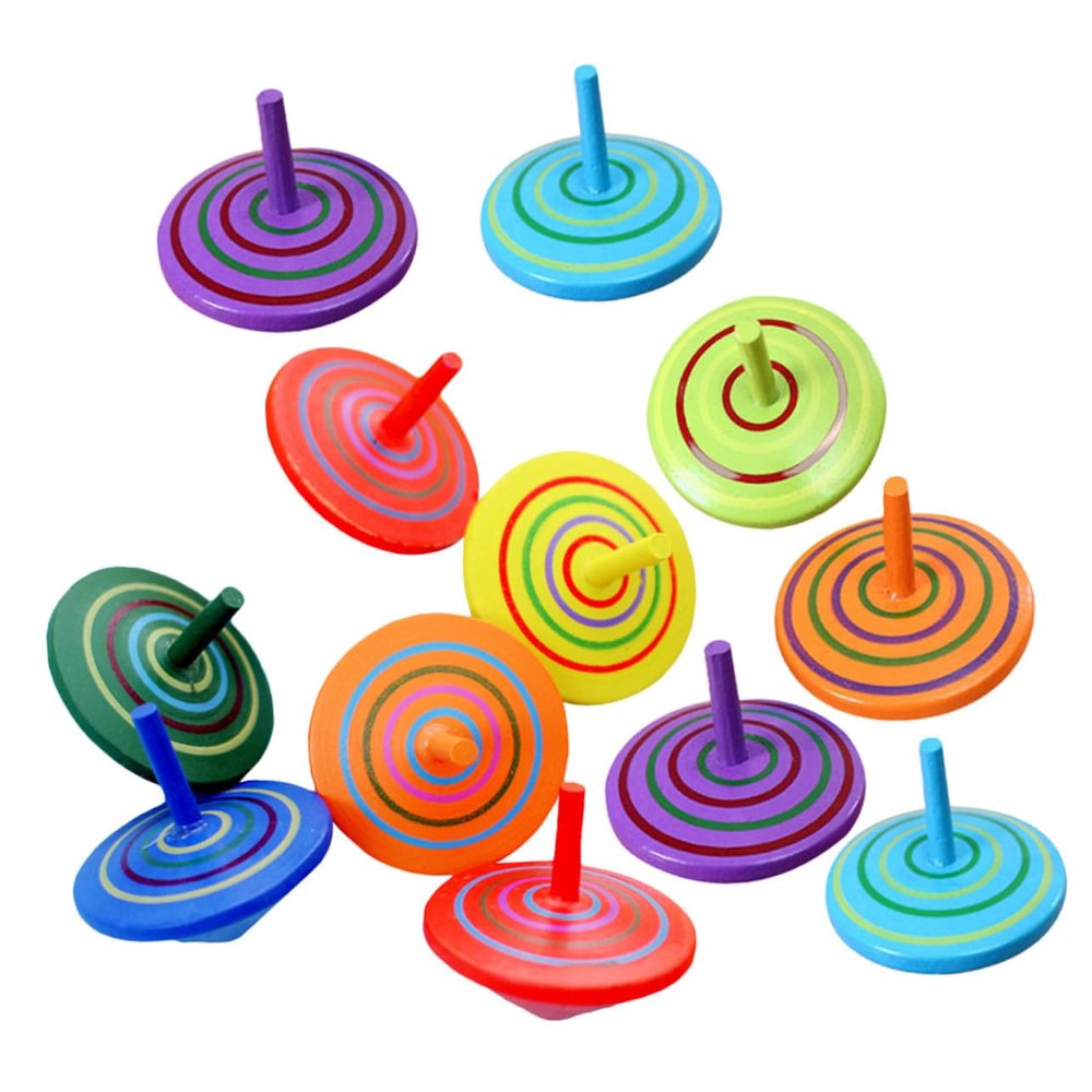 VICASKY 20Pcs Wooden Gyro Fun Creative Spinning Tops for Wear Resistant Educational for Hands Play and Childhood Enjoyment