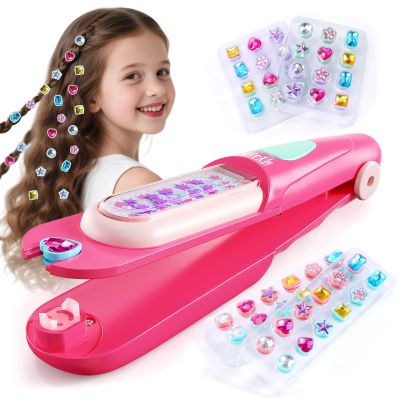 MUTUALUS Gem Pen Hair Stamper Kit - 48 Reusable Hair Jewels | Non-Toxic Bedazzler for Girls Ages 3-12 | Party School Hair Bling Tool | Gift-Ready Toy
