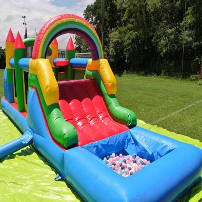 25FT Commercial Bounce House for Big Kids 8-12 with Wet/Dry Pool, 100% PVC Inflatable Obstacle Course Bounce House with Blower, 6 in1 Large Bounce House with Slide