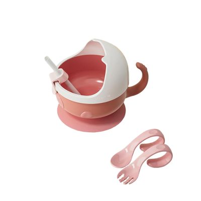2PC - Home Cartoon Creative Detachable Anti-Spill Bowl with Suction Cup - Anti-Spill Bowl [Pink]