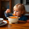 PandaEar 3 Pack Stainless Steel Suction Baby Bowls & 3 Baby Feeding Spoons | Non-Slip Stay Put Bowls & Soft Silicone First Stage Spoons for Toddlers, BPA-Free Baby Led Weaning Set (Linen Brown Grey) view 2