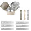 PandaEar 3 Pack Stainless Steel Suction Baby Bowls & 3 Baby Feeding Spoons | Non-Slip Stay Put Bowls & Soft Silicone First Stage Spoons for Toddlers, BPA-Free Baby Led Weaning Set (Linen Brown Grey) view 4
