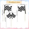 12 Piece Black and White Checkered Racing Flag Cake Topper, 3 Styles of Racing Flag Cake Toppers for Racing Themed Birthday Party Decorations view 2