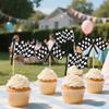 12 Piece Black and White Checkered Racing Flag Cake Topper, 3 Styles of Racing Flag Cake Toppers for Racing Themed Birthday Party Decorations view 4