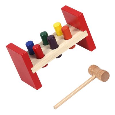 BESPORTBLE 1 Set Percussion Wooden Pounding Bench with Hammer for Color Recognition and Hand Eye Coordination Educational Knocking Plaything for Early Development and Fun