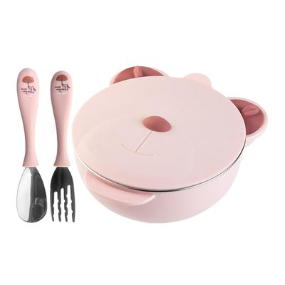 ORFOFE 1 Set Cartoon Heat Insulation Feeding Bowl for Grip Handle for LED Weaning and First Stage Feeding