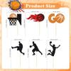 12 Pcs Basketball Cupcake Toppers - Glitter Sports Theme Cupcake Decorations Suitable for Basketball Player Party & Birthday Party Cake Decoration Supplies view 2