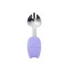 2PC - Home Creative 304 Stainless Steel Silicone Cartoon Short Handle Cat Body Spoon Fork - Cat Body Fork Spoon [Purple] view 1
